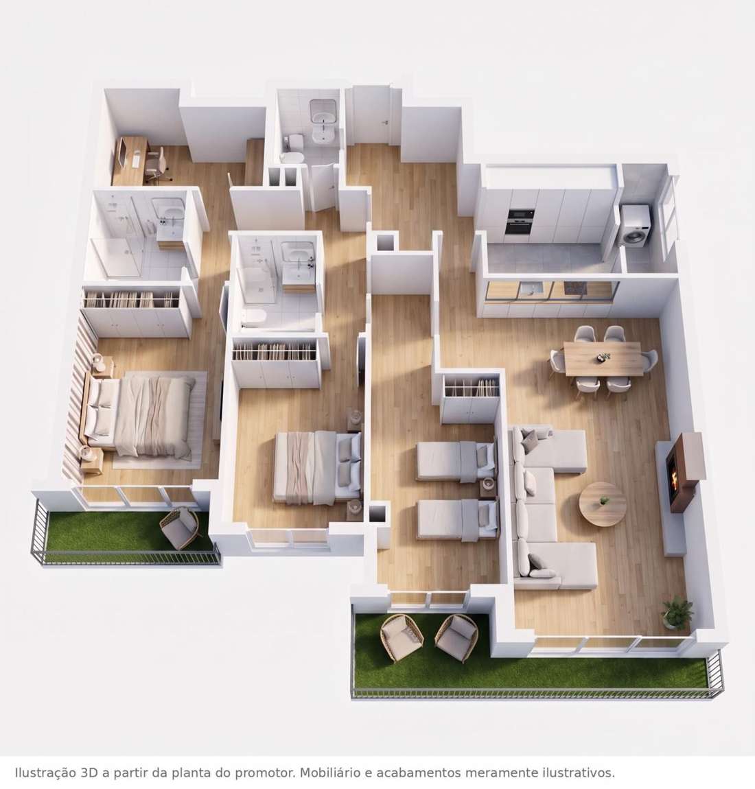 Planta 3D do apartamento